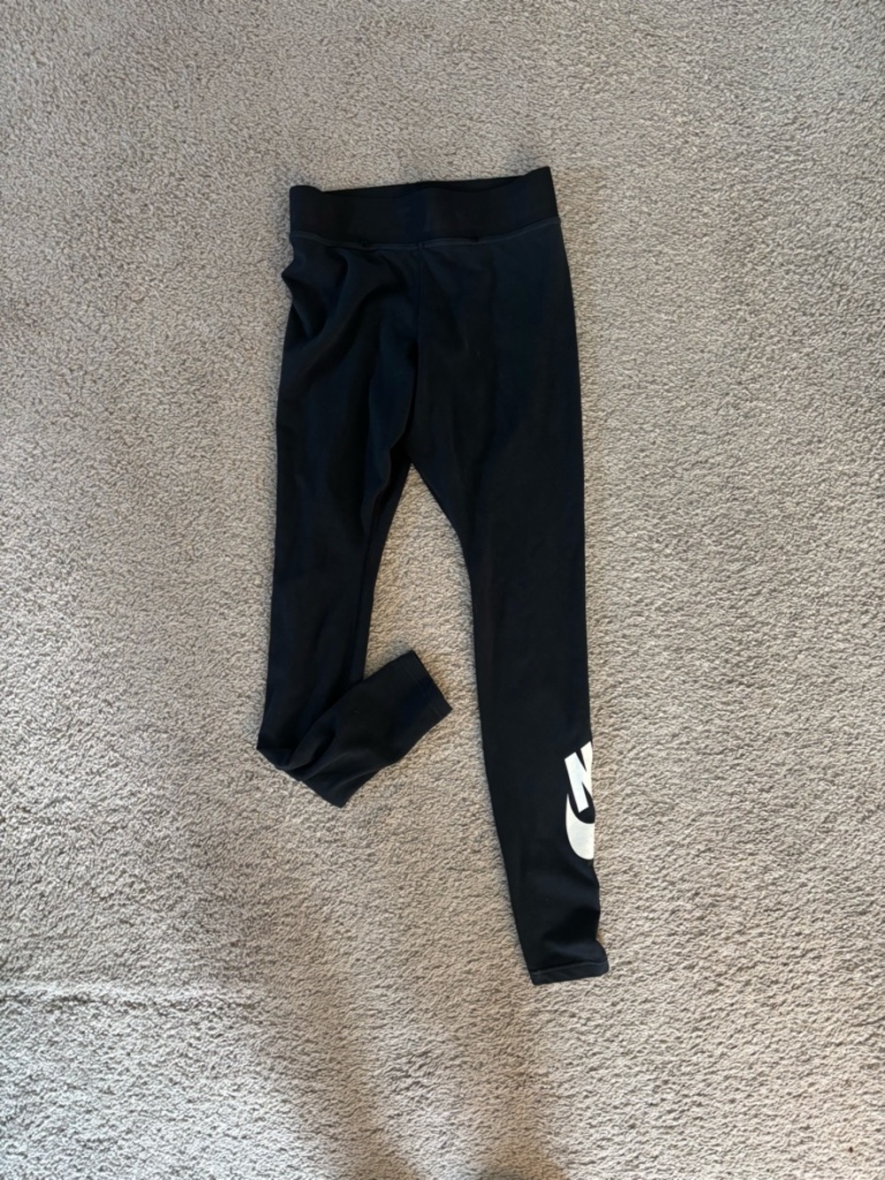 Nike Black Girls' Leggings with White Swoosh